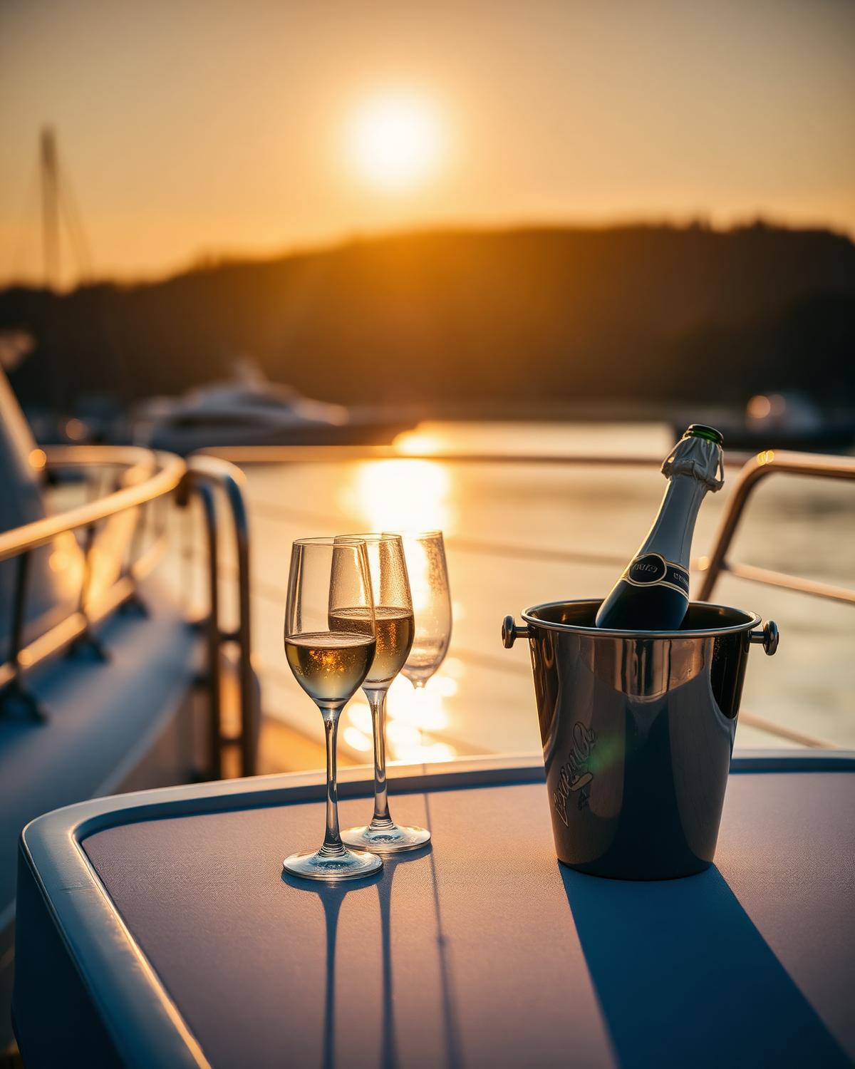 Sunset champagne service · 日落香檳